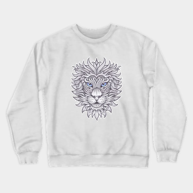 Lion face with floral ornament decoration Crewneck Sweatshirt by tsign703